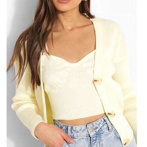 Boohoo Cream Cardigan Sweater